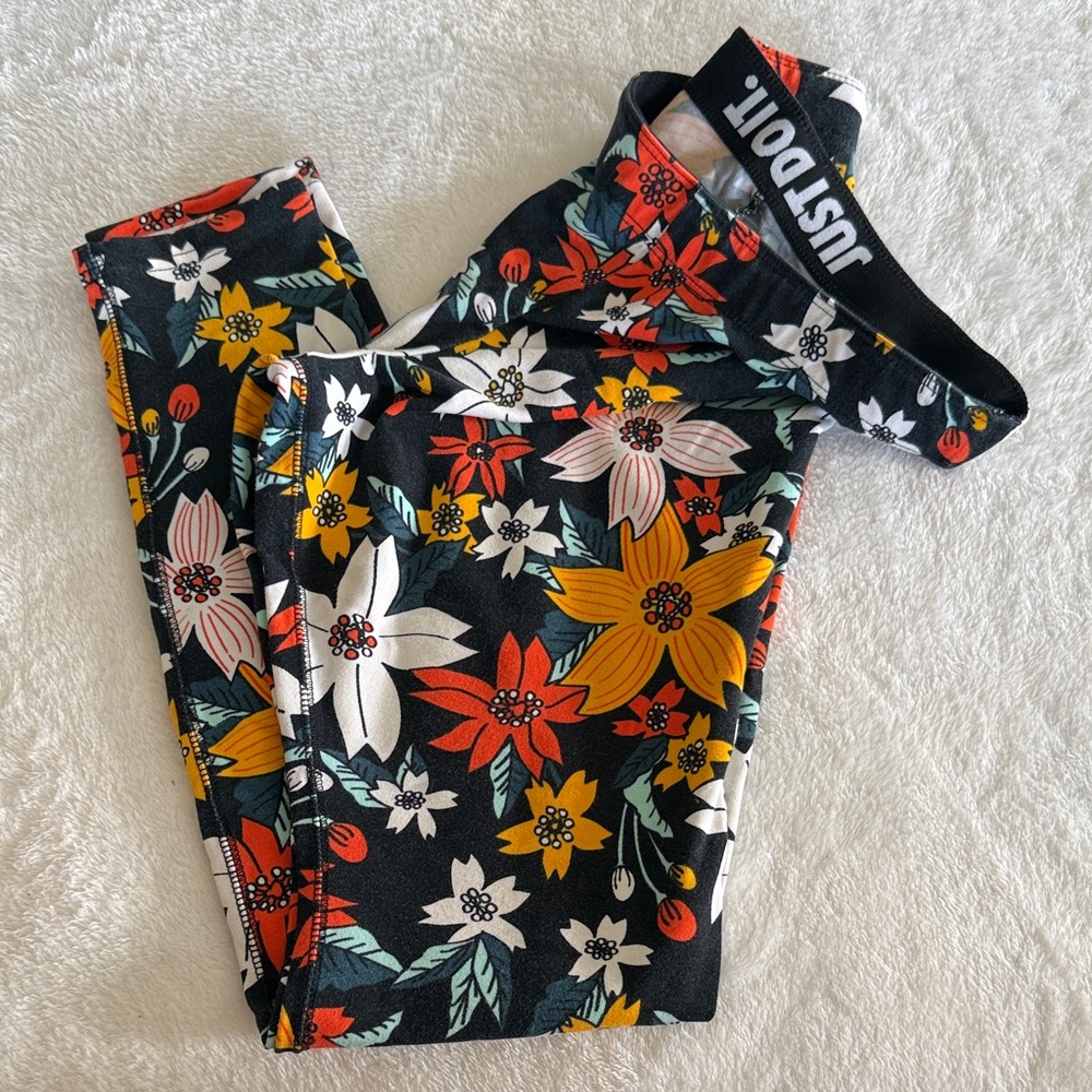 Kids' Floral Leggings - Black and Multicolor